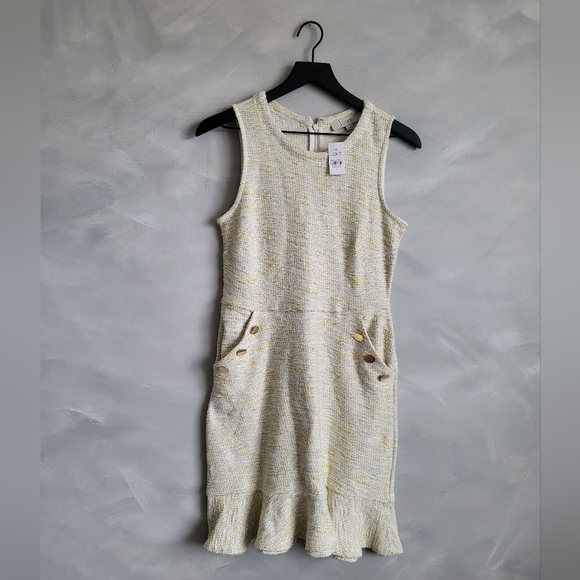 NWT Loft Tweed Like Sleeveless Sheath Dresses Women Size 2 Cotton Blend - Picture 1 of 14